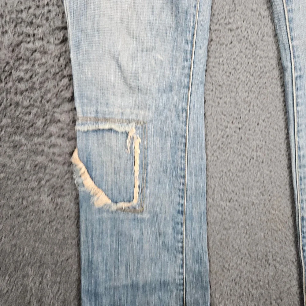 Marlow Womens Low Rise Bootcut Jeans Light Wash Distressed Patchwork 30x33‎